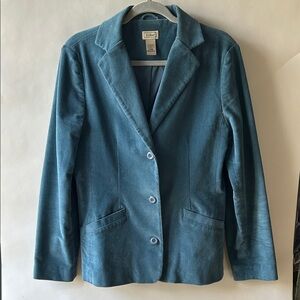 L.L. Bean Women's Blue Corduroy 3 Button Blazer